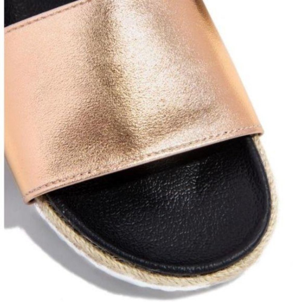 RESTOCKED- Espadrille Slides in Rose Gold - Picture 3 of 5